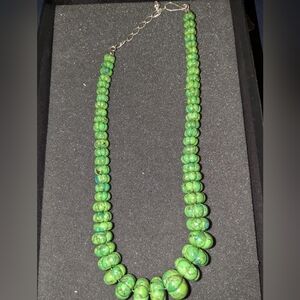 Lime Green Beaded Necklace with Graduated Spherical Design
